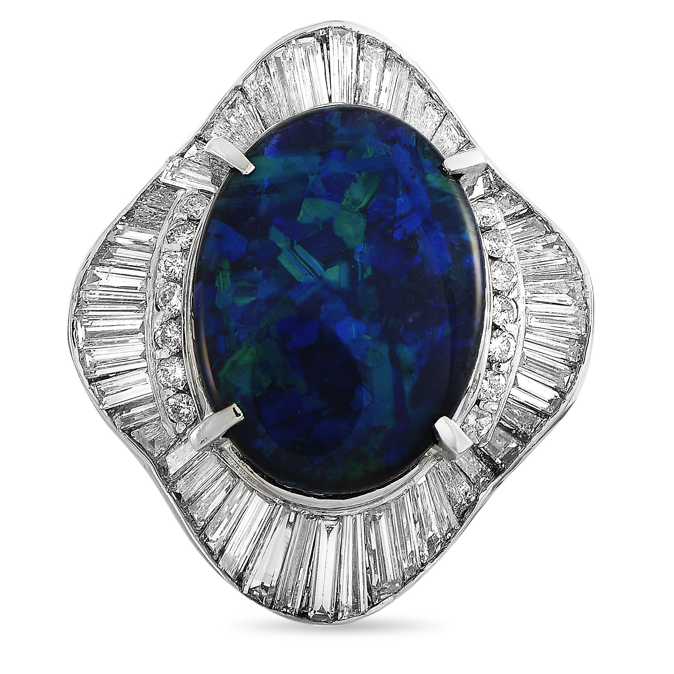 Women's LB Exclusive Platinum 2.08 Carat Diamond and Opal Ring