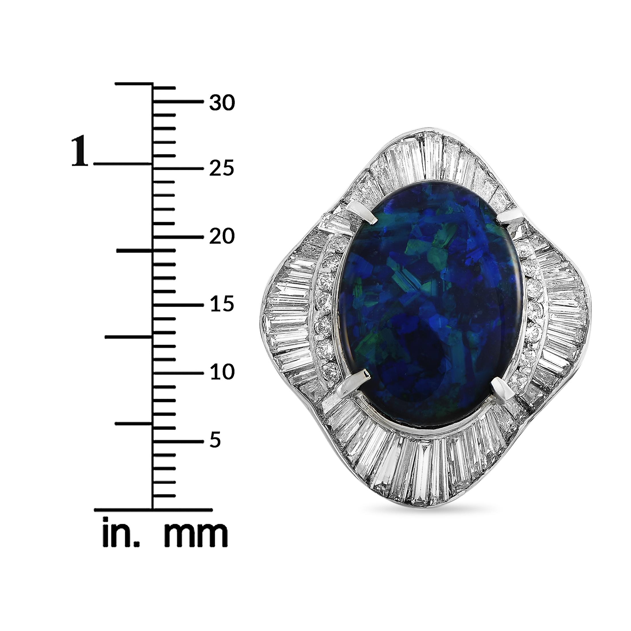 LB Exclusive Platinum 2.08 Carat Diamond and Opal Ring 1