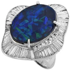 LB Exclusive Platinum 2.08 Carat Diamond and Opal Ring