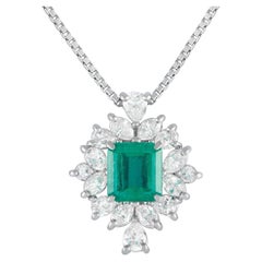 LB Exclusive Platinum 2.0ct Diamond and Emerald Necklace
