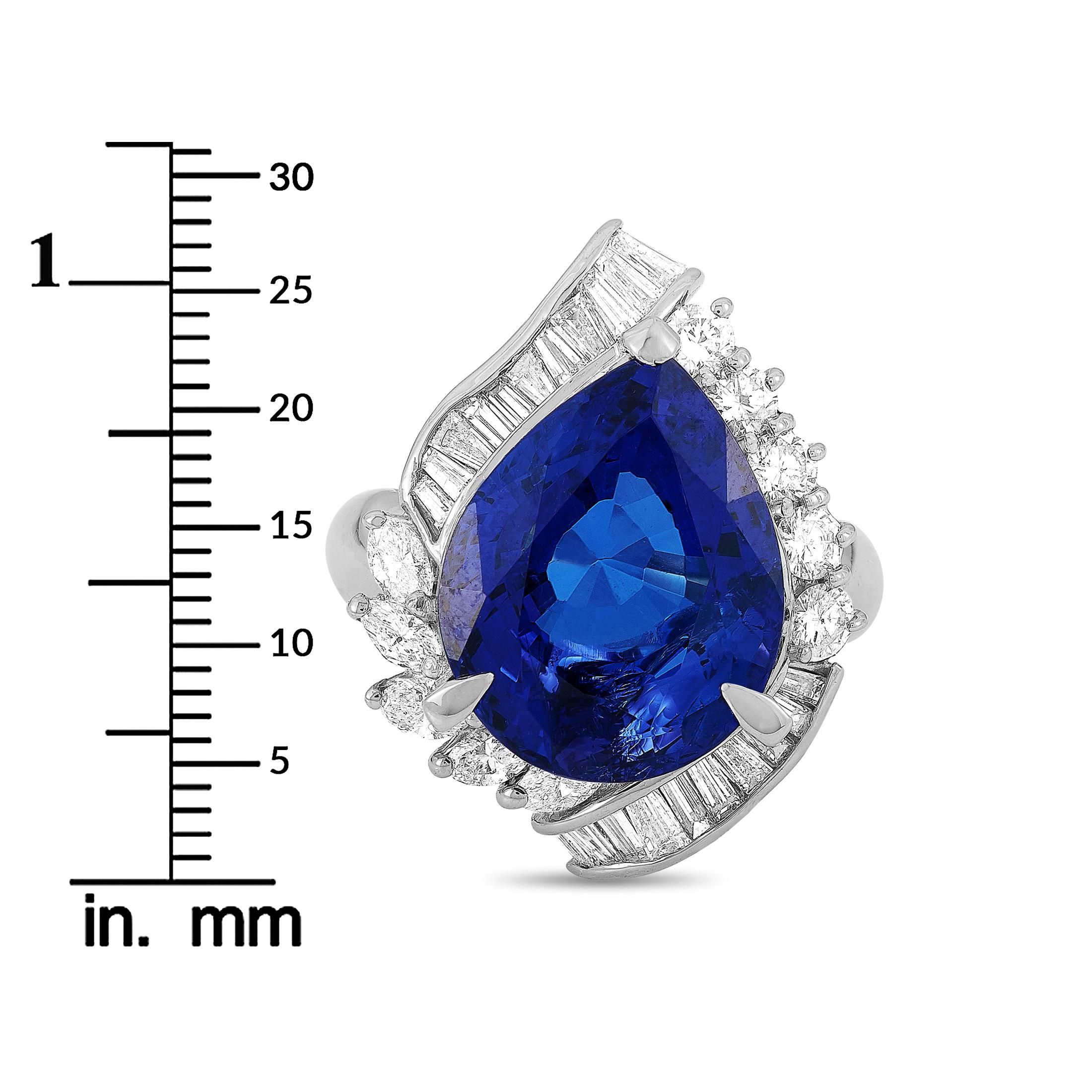 LB Exclusive Platinum 2.10 Carat Diamond and Tanzanite Ring 3