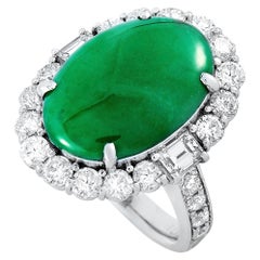LB Exclusive Platinum 2.11 Carat Diamond and Jade Ring