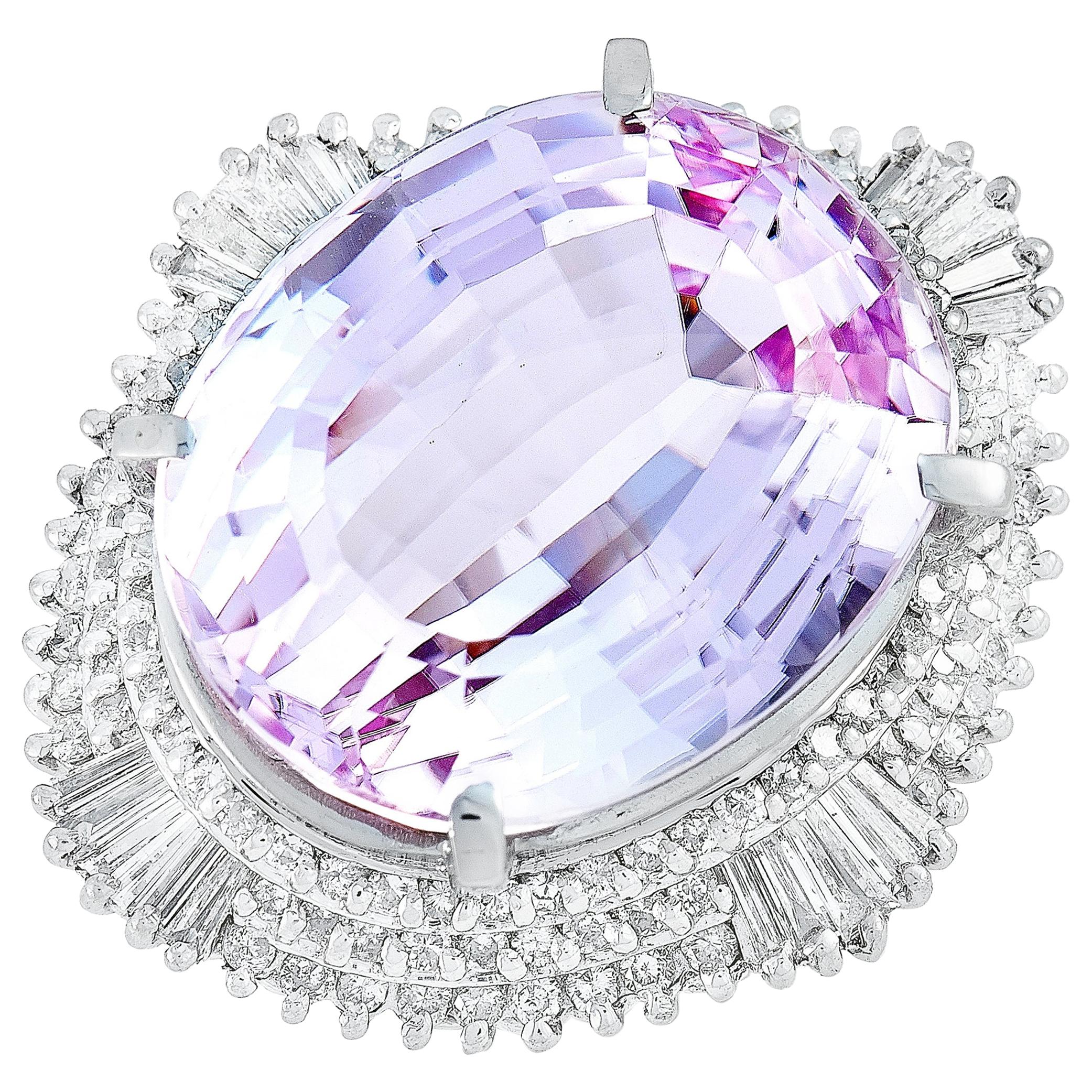 LB Exclusive Platinum 2.14 Carat Diamond and Kunzite Ring