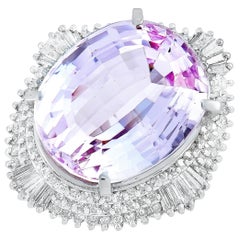 LB Exclusive Platinum 2.14 Carat Diamond and Kunzite Ring