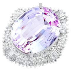 LB Exclusive Platinum 2.14 Carat Diamond and Kunzite Ring