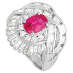 LB Exklusive Platinring mit 2,18 Karat Diamant und Rubin