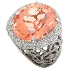 LB Exclusive Platinum 2.20 Carat Diamond and Morganite Ring