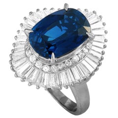 LB Exclusive Platinum 2.36 ct Round and Tapered Baguette Diamonds and Sapphire