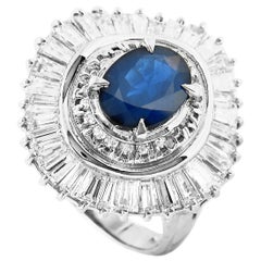LB Exclusive Platinum 2.56 Carat Diamond and Sapphire Ring