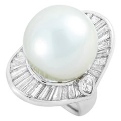 LB Exclusive Platinum 2.70 Carat Diamond and Pearl Ring