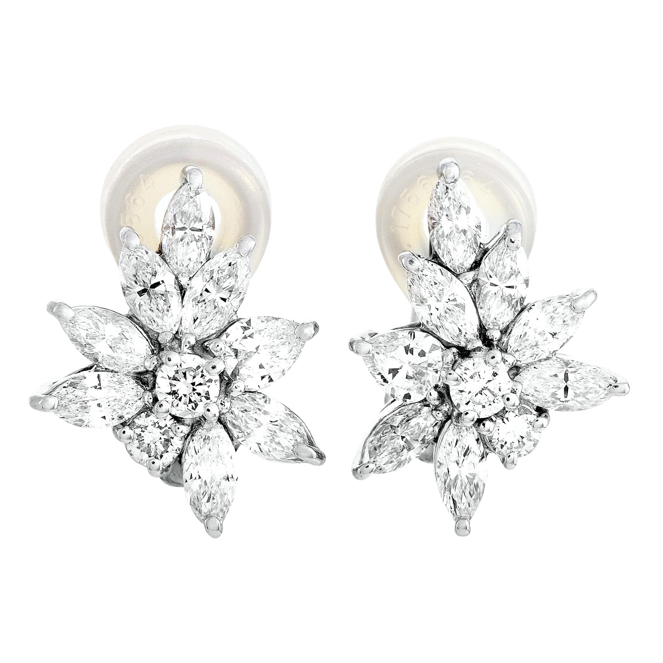 LB Exclusive Platinum 2.76 Carat Diamond Clip-On Earrings