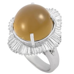 LB Exclusive Platinum 2.77 Carat Diamond and Cat
s Eye Ring