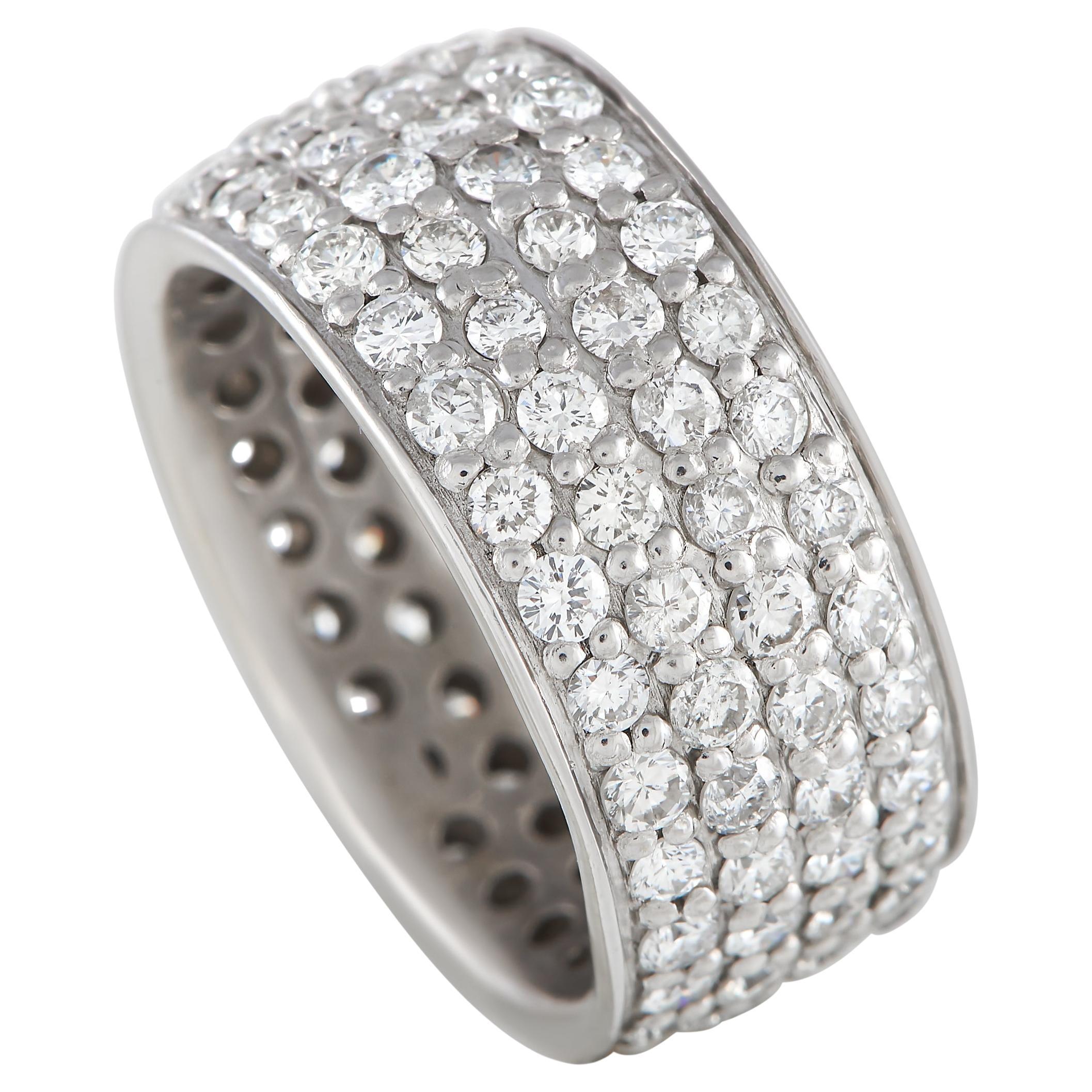 LB Exclusive Platinum 3.0 Carat Diamond Wide Band Ring For Sale