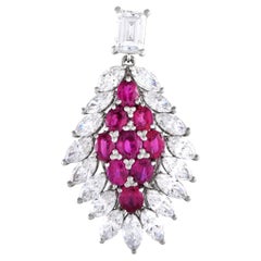 Pendentif en platine avec diamants de 3,14 carats et rubis LB Exclusive