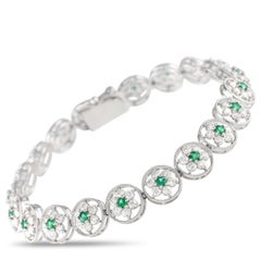 LB Exclusive Platinum 3.55ct Diamond and Emerald Bracelet