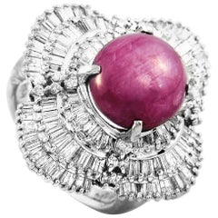 LB Exclusive Platinum 4.10 Carat Diamond and Ruby Ring