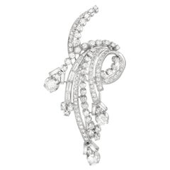 LB Exclusive Platinum 8.74 Ct Diamond Art Deco Style Brooch