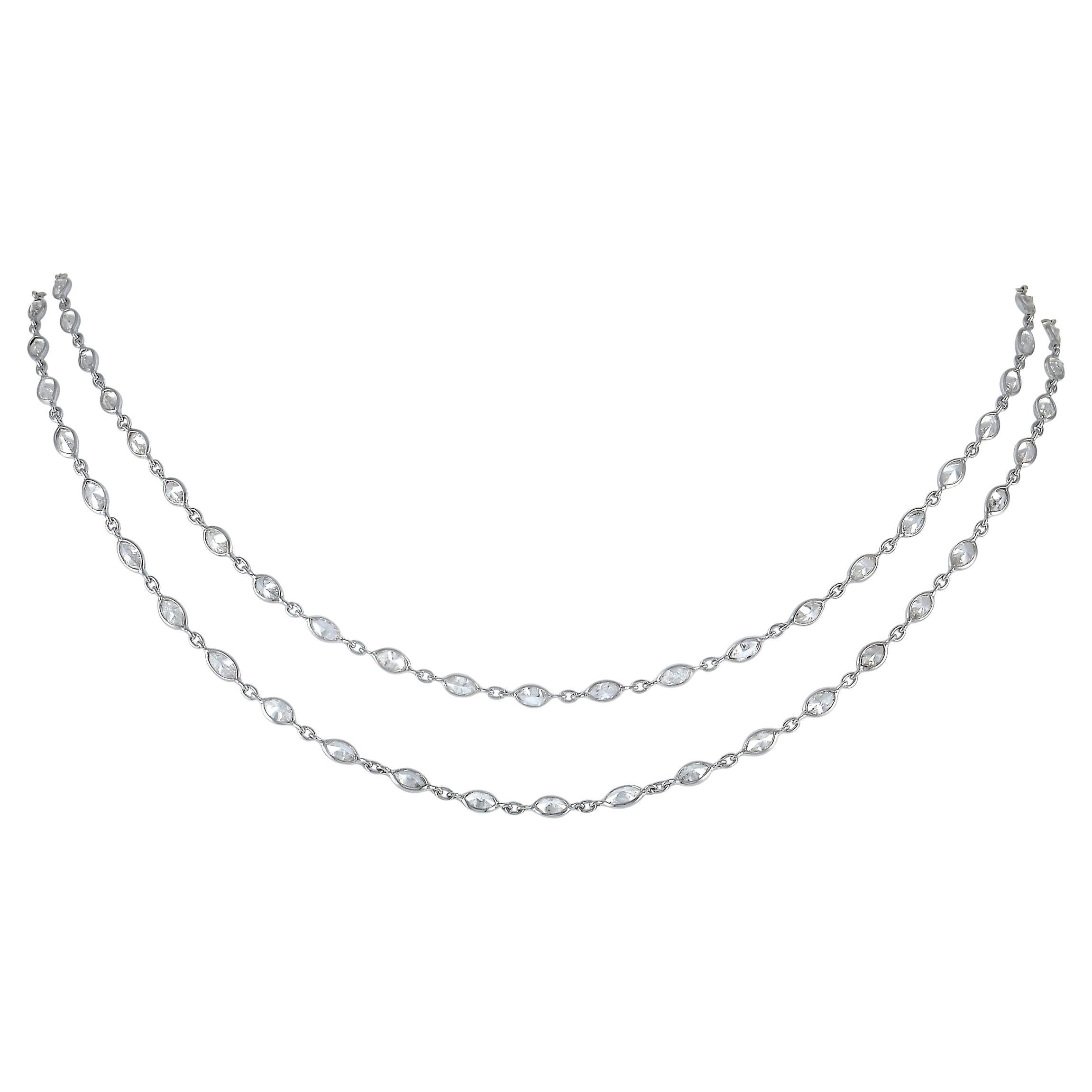 LB Exclusive Platinum 9.60 Ct Diamond Necklace For Sale