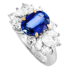 LB Exclusive Platinum and 18 Karat Gold 1.51 Carat Diamond and Sapphire Ring