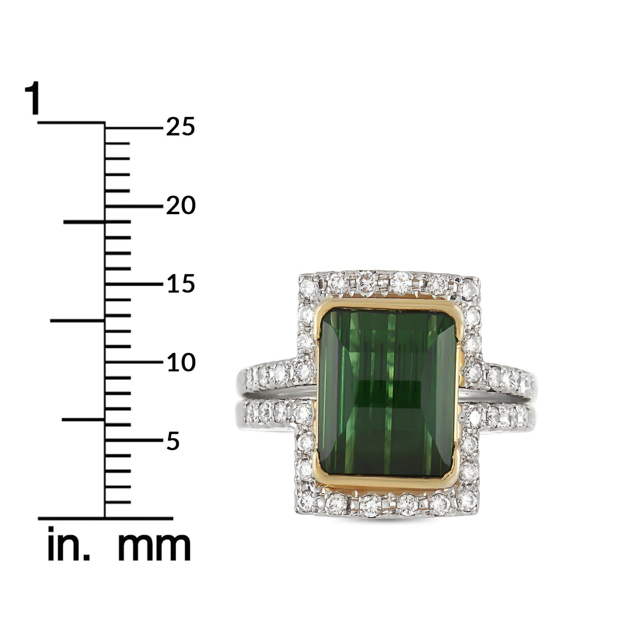 Women's LB Exclusive Platinum and 18K Yellow Gold 0.45 Ct Diamond and 7.18 Ct Tourmaline