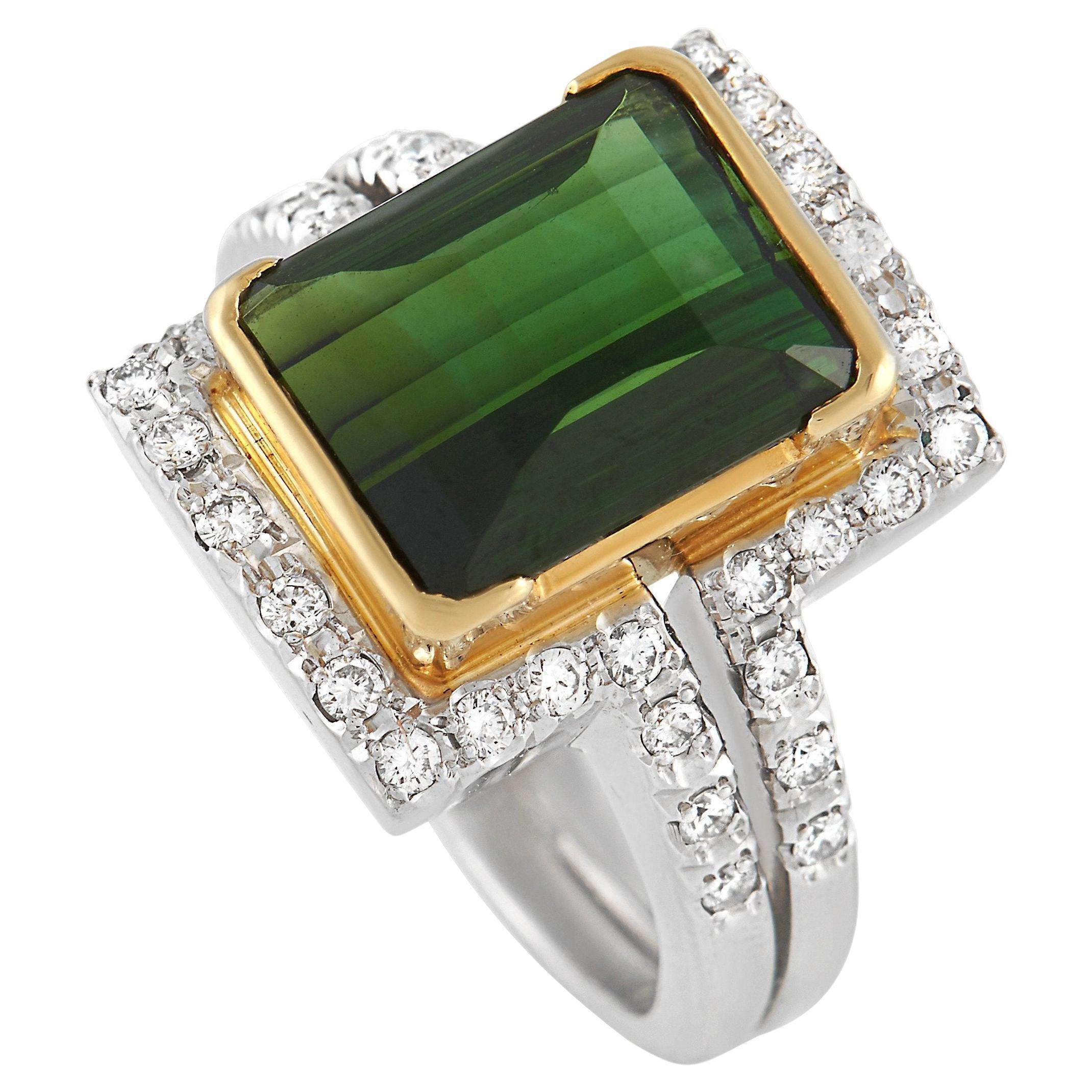 LB Exclusive Platinum and 18K Yellow Gold 0.45 Ct Diamond and 7.18 Ct Tourmaline