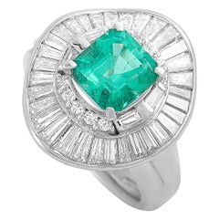 LB Exclusive Platinum Diamond and Emerald Ring
