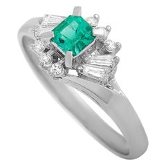 LB Exclusive Platinum Diamond and Emerald Ring