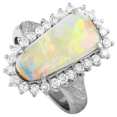 LB Exclusive Platinum Diamond and Opal Ring