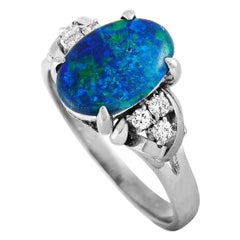 LB Exclusive Platinum Diamond and Opal Ring