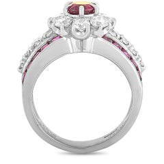 LB Exclusive Platinum Diamond and Ruby Fashion Ring