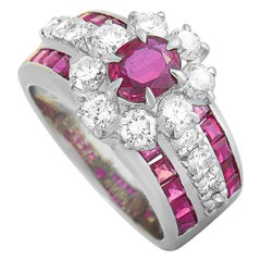 LB Exclusive Platinum Diamond and Ruby Fashion Ring
