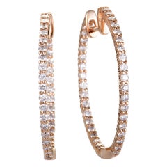 LB Exclusive Rose Gold .35 Carat VS1 G-Color Diamond Pave Hoop Earrings