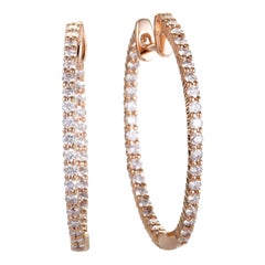LB Exclusive Rose Gold .35 Carat VS1 G-Color Diamond Pave Hoop Earrings