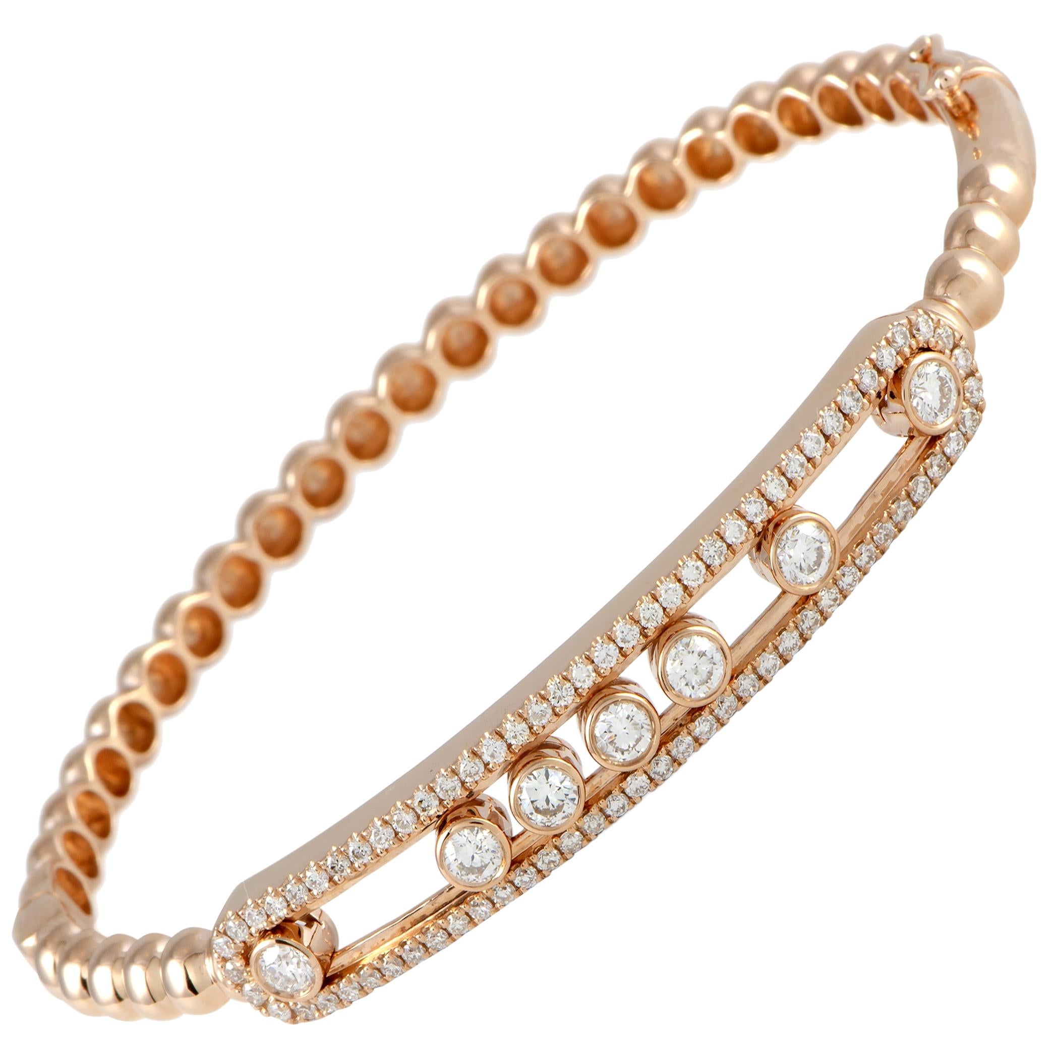 LB Exclusive Rose Gold Sliding Diamond Bangle Bracelet