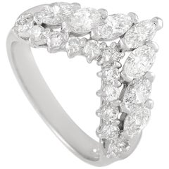 LB Exclusive V-Shaped Platinum 1.20 Carat Diamond Ring