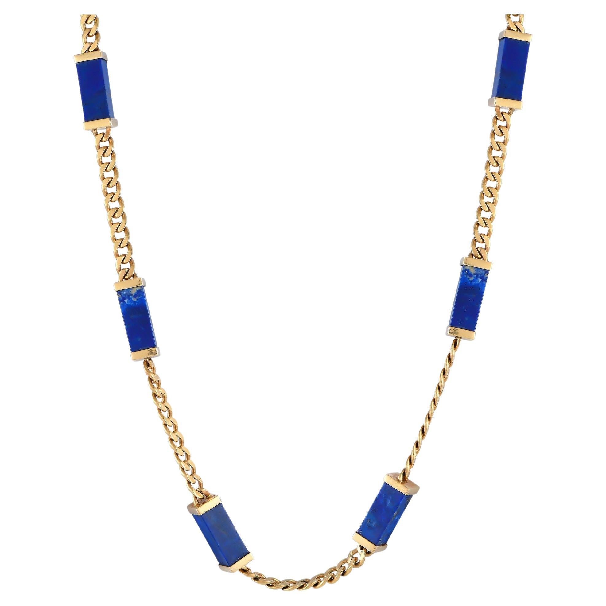 LB Exclusive Vintage 14K Yellow Gold Lapis Necklace