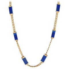 LB Exclusive Vintage 14K Yellow Gold Lapis Necklace