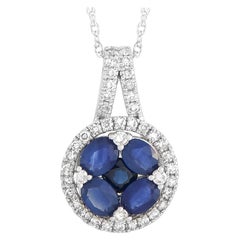 LB Exclusive White Gold 0.25 Carat Diamond and 1.00 ct Sapphire Pendant Necklace