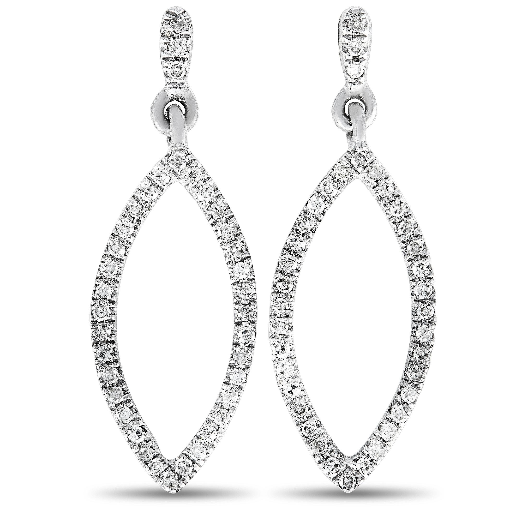 Women's LB Exclusive White Gold .10 Carat VS1 G Color Diamond Marquise Dangle Earrings