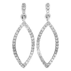 LB Exclusive White Gold .10 Carat VS1 G Color Diamond Marquise Dangle Earrings