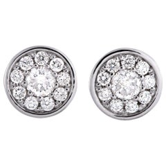 LB Exclusive White Gold .50 Carat VS1 G Color Diamond Pave Stud Earrings