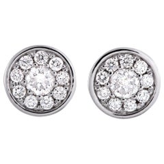 LB Exclusive White Gold .50 Carat VS1 G Color Diamond Pave Stud Earrings