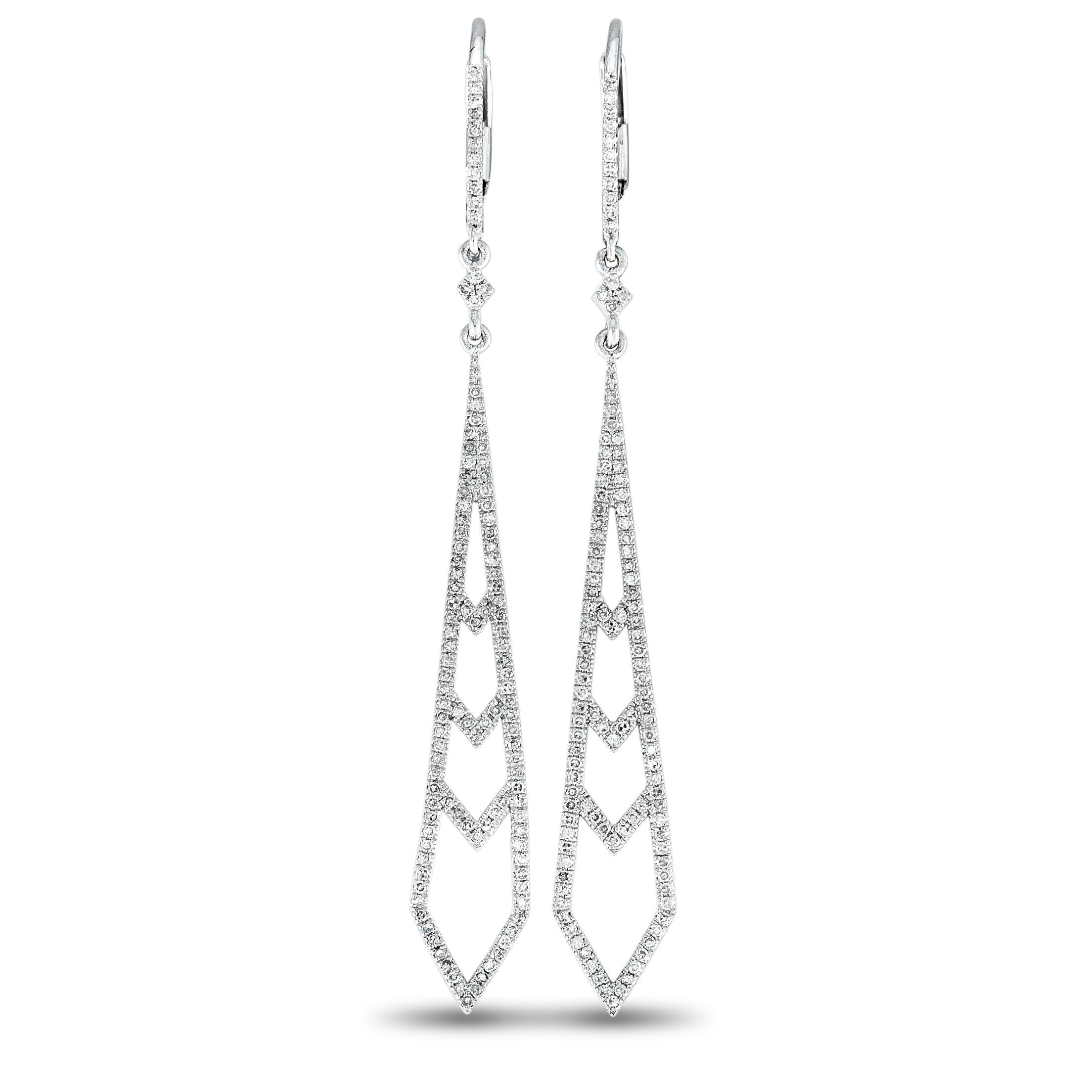 Women's LB Exclusive White Gold Diamond Pave Dangle Earrings