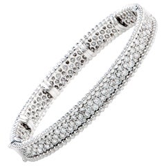 LB Exclusive White Gold Full 6.50 Carat Diamond Pave Bangle Bracelet