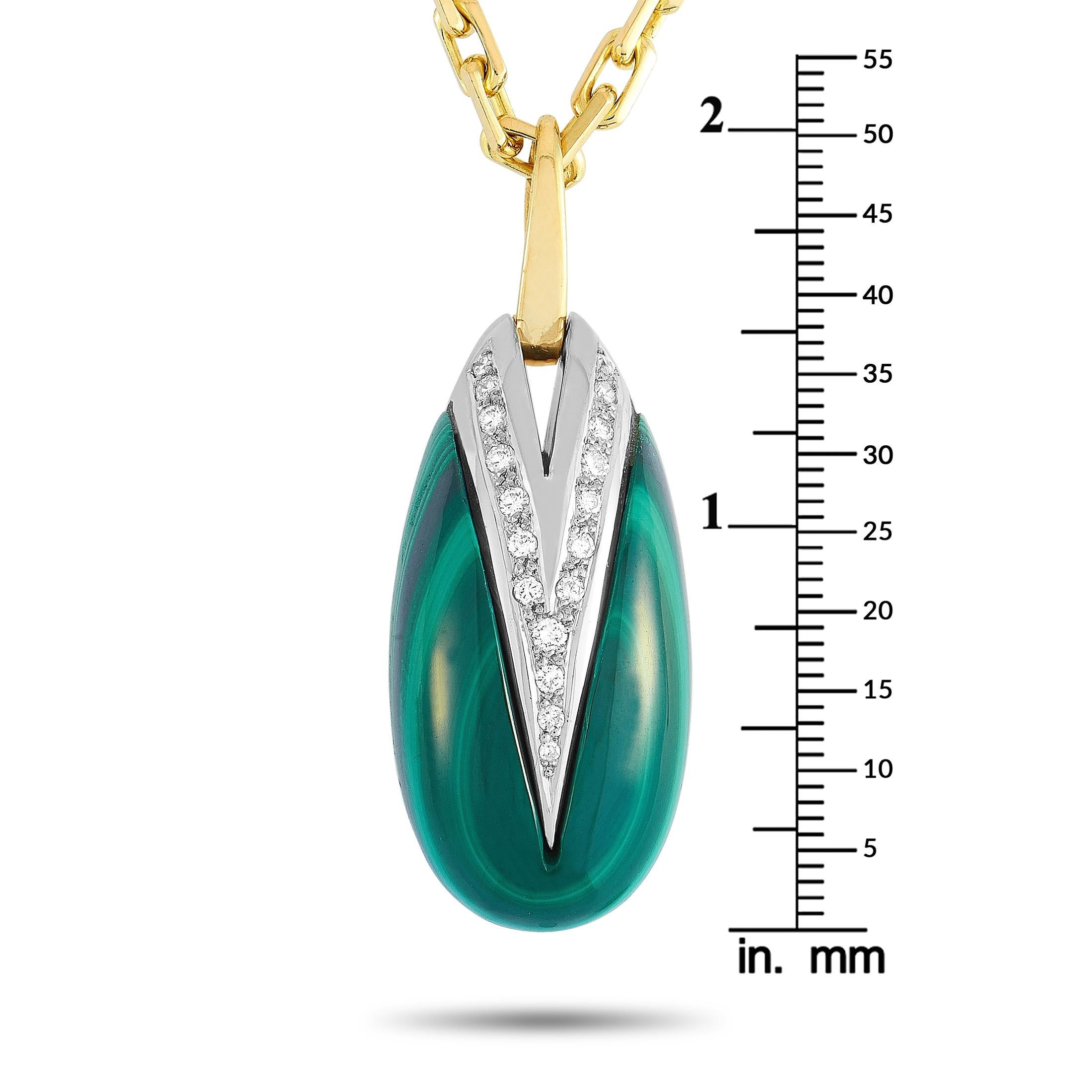 Women's LB Exclusive Yellow and White Gold Diamond and Malachite Necklace