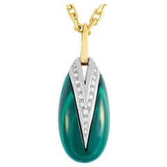 LB Exclusive Yellow and White Gold Diamond and Malachite Necklace