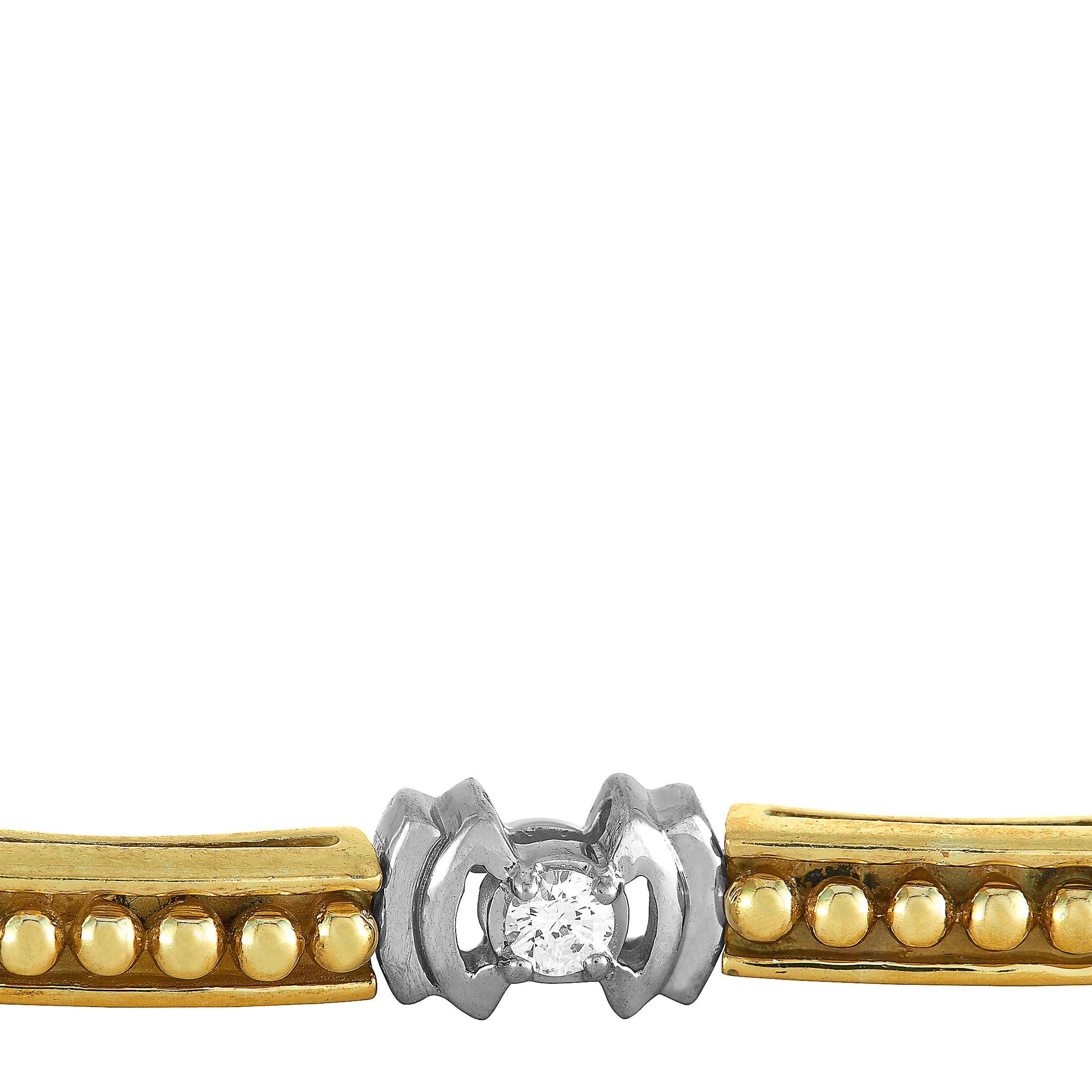 LB Exclusive Yellow and White Gold Diamond Tennis Bracelet In New Condition In Southampton, PA