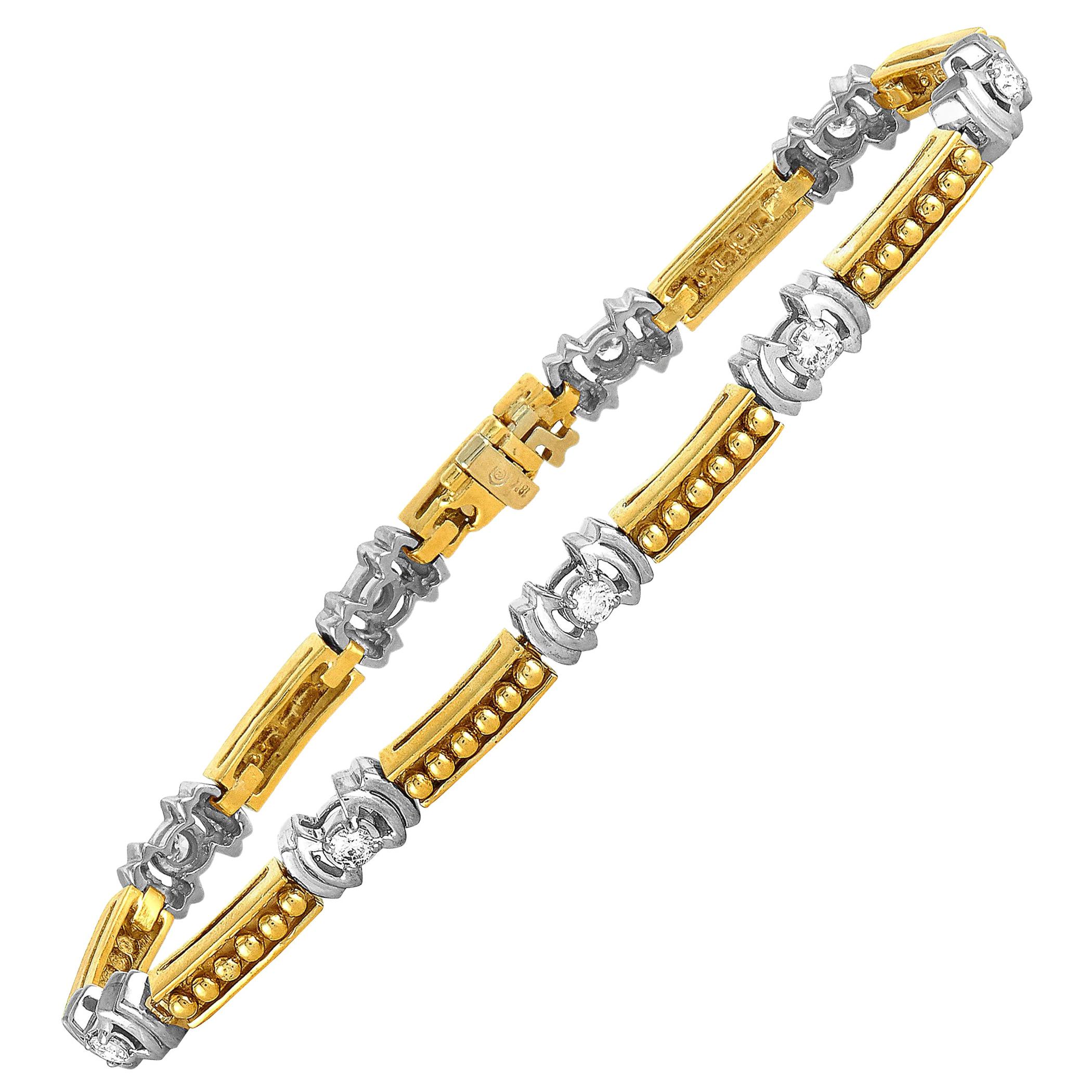 LB Exclusive Yellow and White Gold Diamond Tennis Bracelet