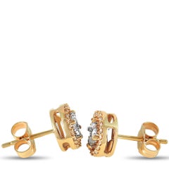 LB Exclusive Yellow Gold 0.25 Carat VS1 G Color Diamond Pave Stud Earrings