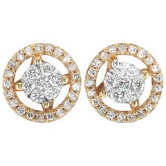 LB Exclusive Yellow Gold 0.25 Carat VS1 G Color Diamond Pave Stud Earrings